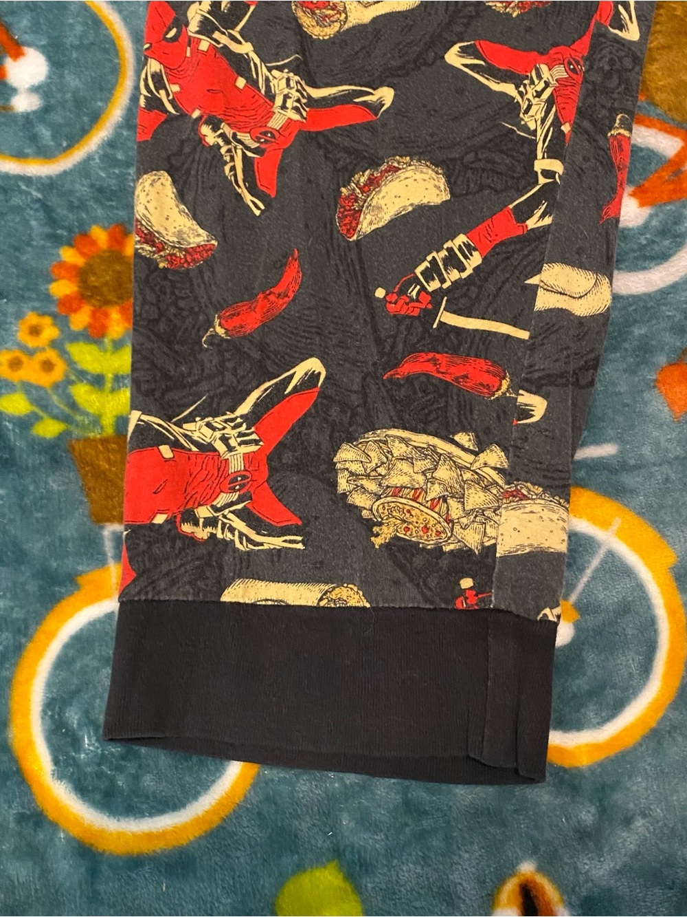 Deadpool Taco Tuesday Pajama Pants Jogger Sleep Pants Red/Black Marvel Men’s XL - Picture 6 of 10